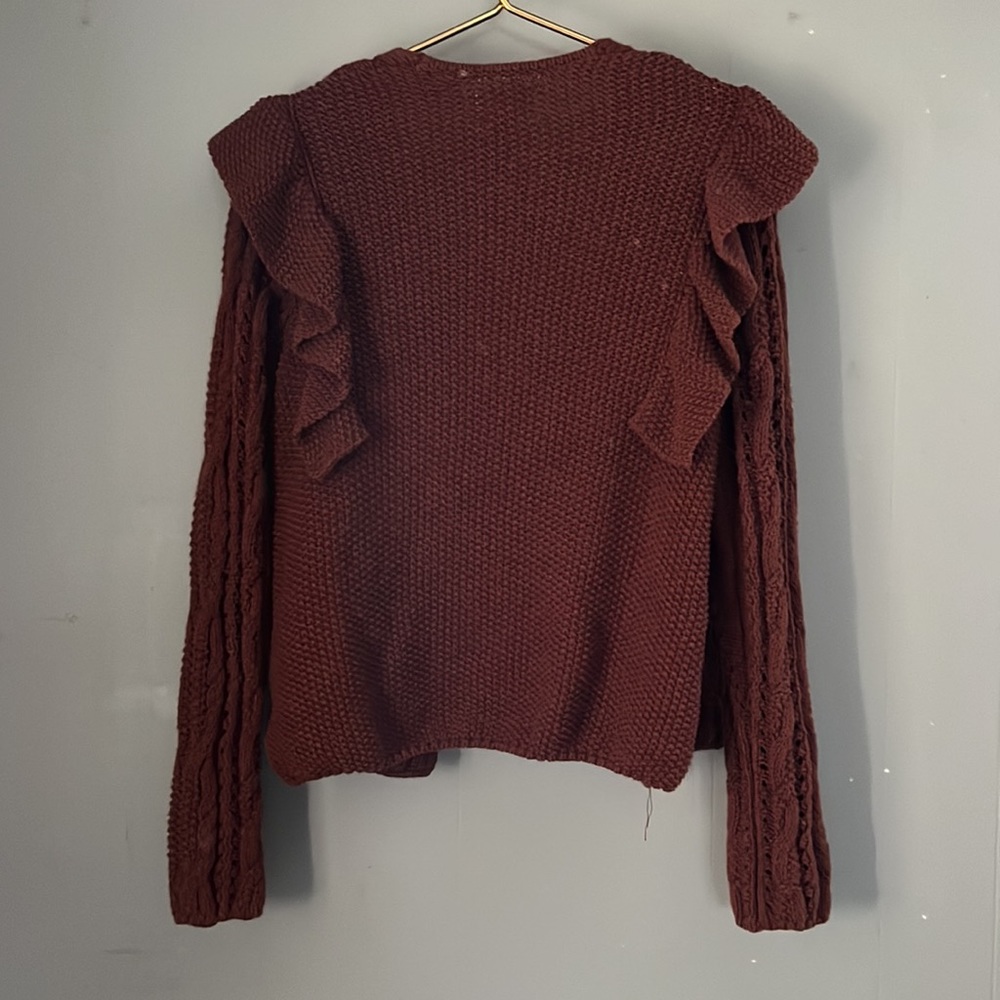 Universal Thread | Small Rust Ruffle Knit Cardigan - Picture 6 of 7